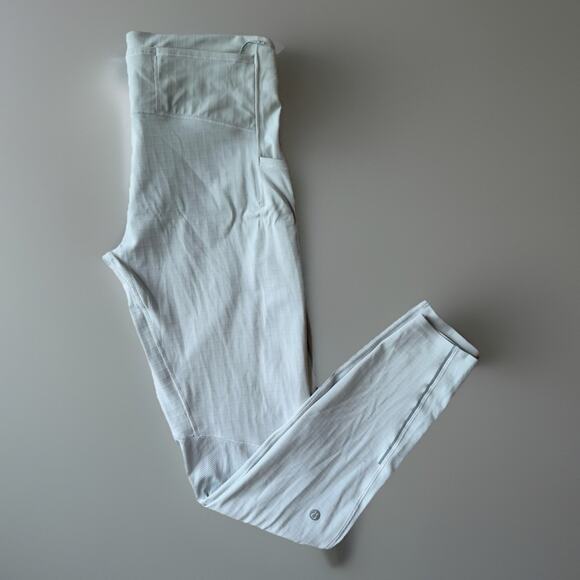 Lululemon Pants Large Gray White Lightweight Legging Running Surge ABC - Picture 1 of 8